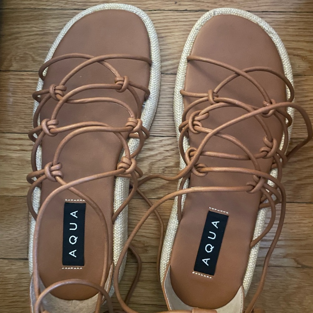 Aqua Women's Brown Strappy Sandals